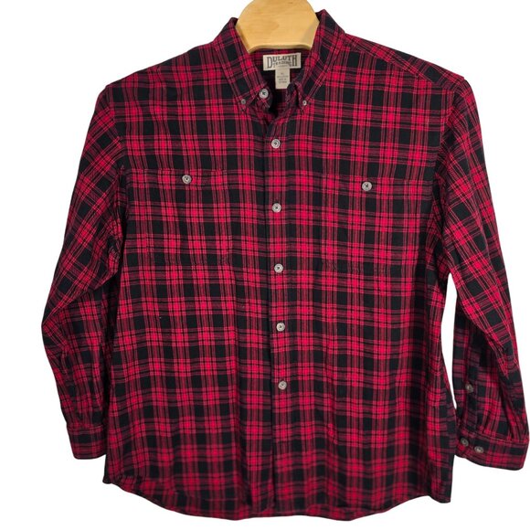 Duluth Trading‎ Button Down Flannel Shirt XL Men's Long Sleeve Red Black Plaid - Picture 2 of 10